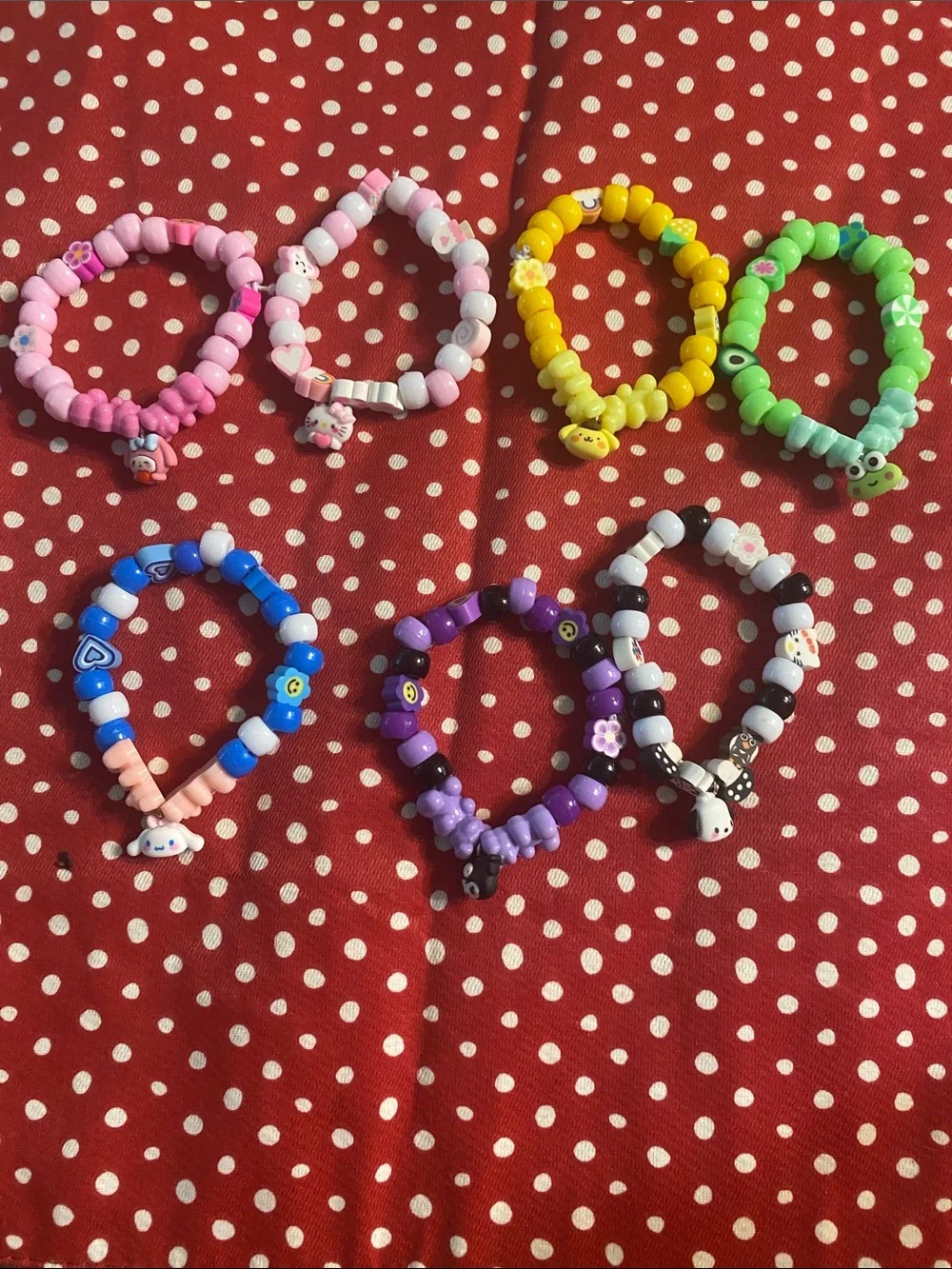 Cute Kids Beaded Stretch hello kitty and friends set of 7 Sanrio